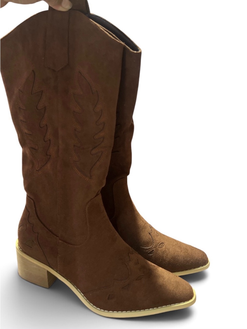 Women's Brown Suede Western Mid-Calf Boots